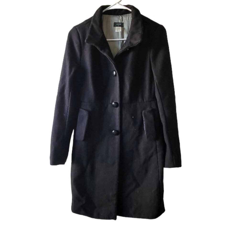 Size 9 J. Crew black wool long pea coat with pockets